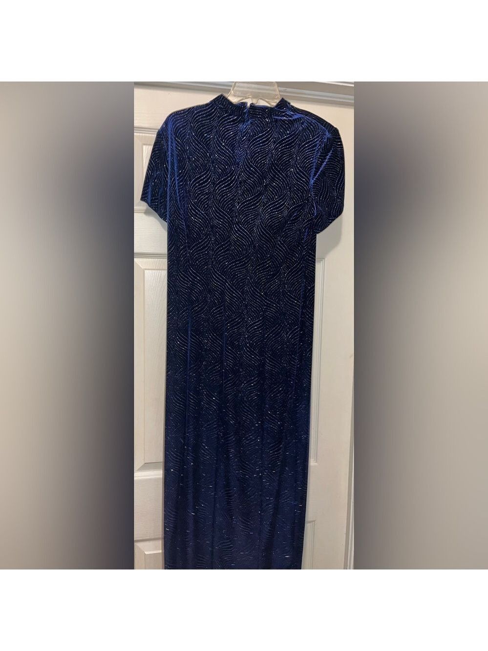 Vintage Navy Blue Velvet Formal Evening Dress - Picture 6 of 10